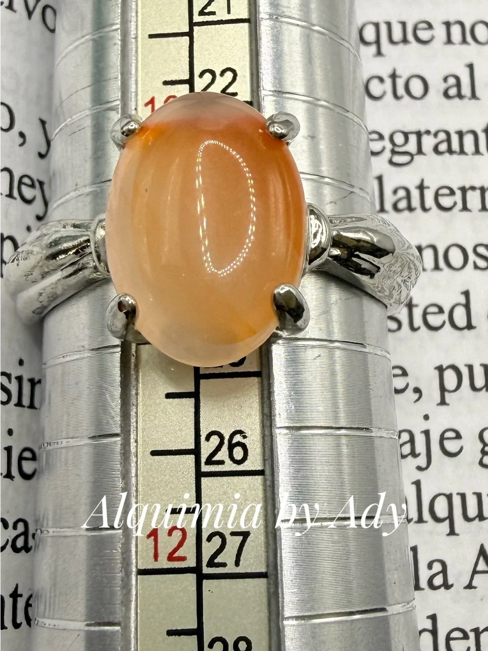 Peach-Orange Cabochon agate Ring